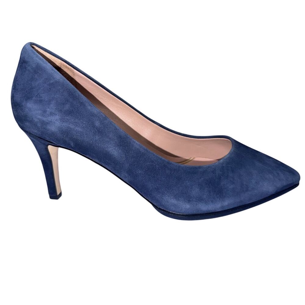 Cole Haan Truette Suede Pumps 9.5 Midnight Navy Blue Pointed Toe Heels Luxury - Picture 4 of 7